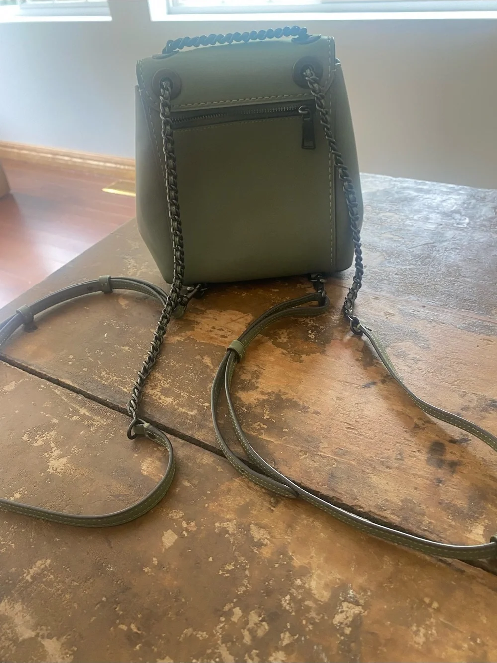 Parker Coach Sage Green Leather Turn-Lock Crossbody Bag